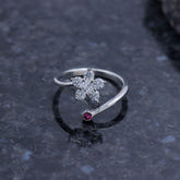 925 Pure Silver  Flower  Adjustable Women Rings